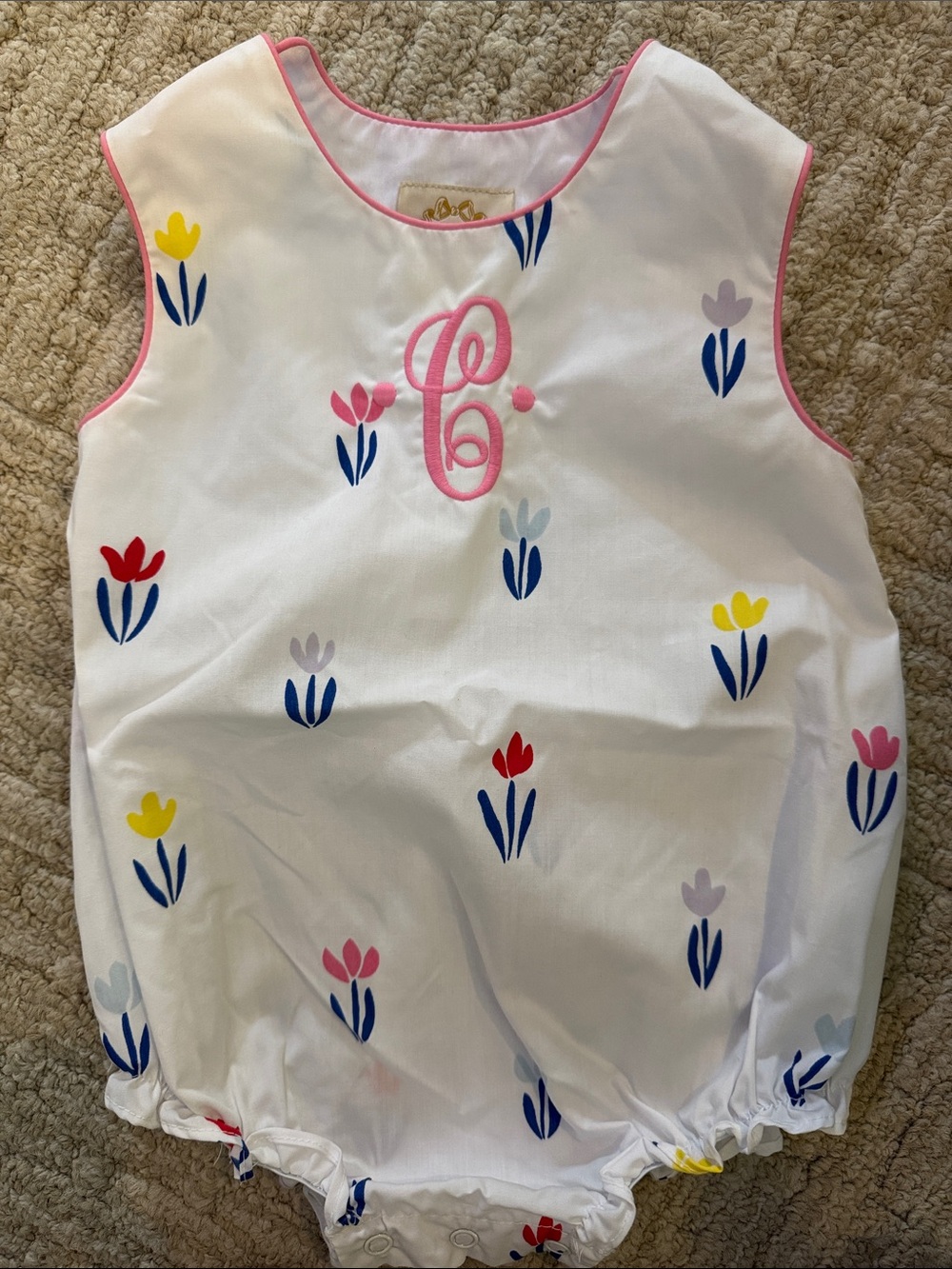 The Beaufort Bonnet Company tulip bubble with C monogram